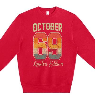 Vintage 52nd Birthday October 1969 Sports Jersey Premium Crewneck Sweatshirt