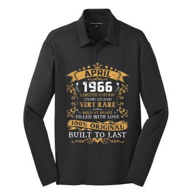 Vintage 55th Birthday April 1966 Shirt 55 Years Old Silk Touch Performance Long Sleeve Polo