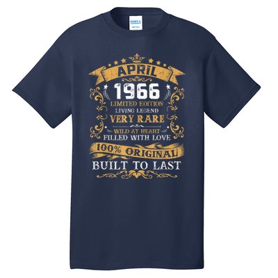 Vintage 55th Birthday April 1966 Shirt 55 Years Old Tall T-Shirt