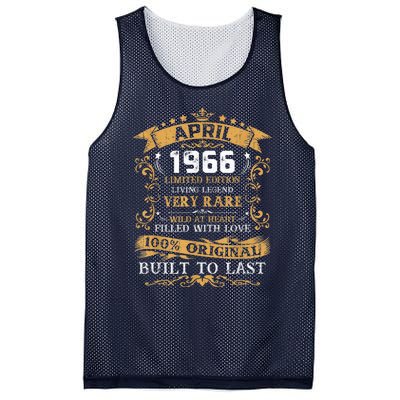 Vintage 55th Birthday April 1966 Shirt 55 Years Old Mesh Reversible Basketball Jersey Tank