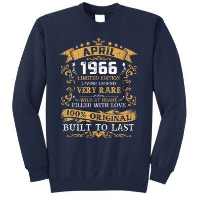 Vintage 55th Birthday April 1966 Shirt 55 Years Old Tall Sweatshirt