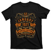 Vintage 52th Birthday January 1971 Birthday T-Shirt