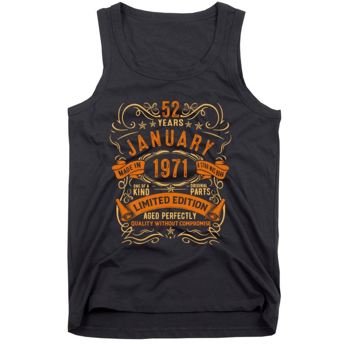 Vintage 52th Birthday January 1971 Birthday Tank Top