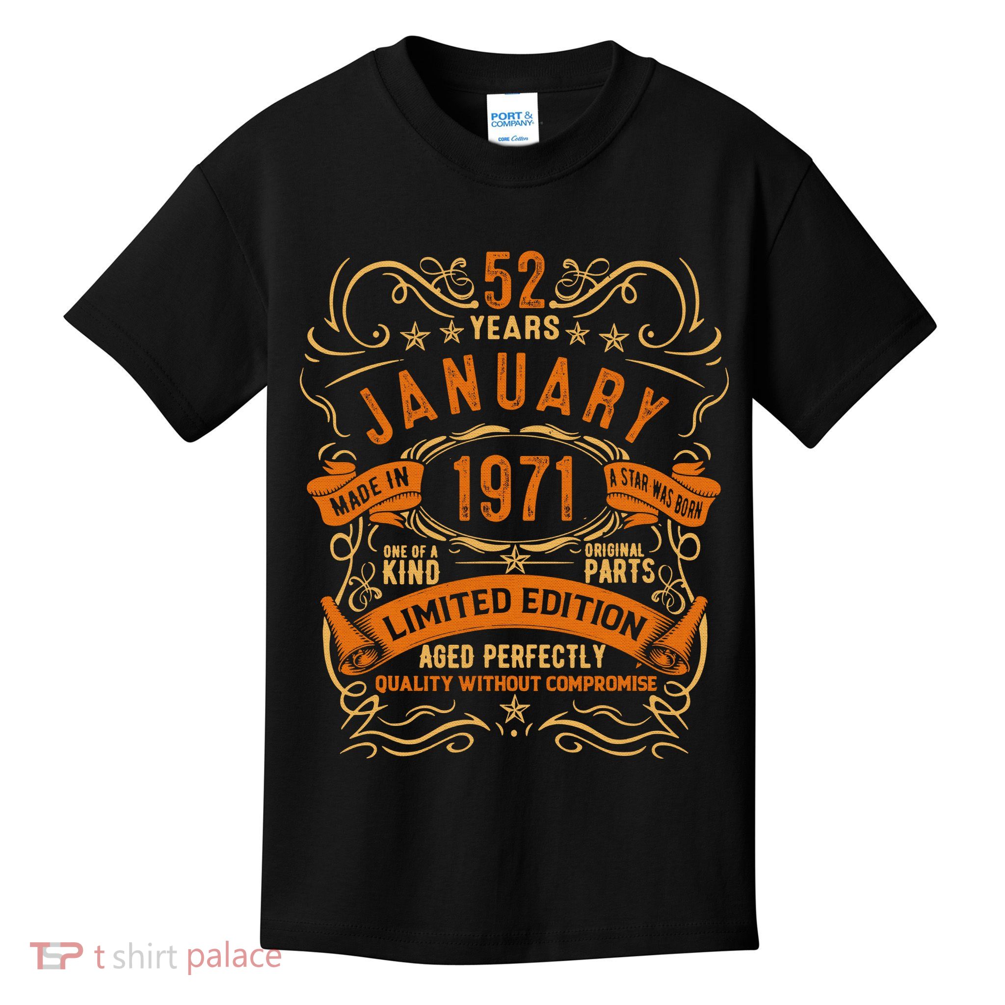 Vintage 52th Birthday January 1971 Birthday Kids T-Shirt
