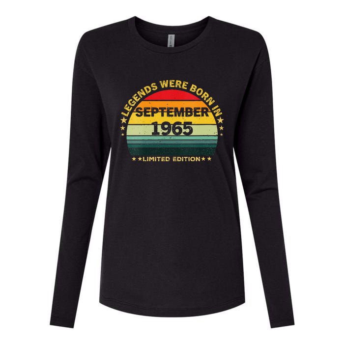 Vintage 59th Birthday Legends Were Born In September 1965 Womens Cotton Relaxed Long Sleeve T-Shirt