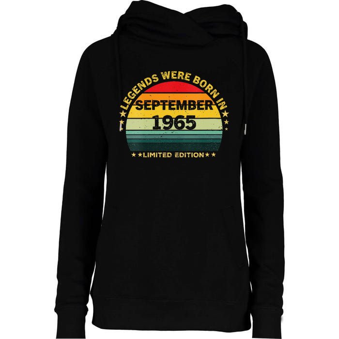 Vintage 59th Birthday Legends Were Born In September 1965 Womens Funnel Neck Pullover Hood