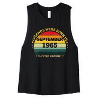 Vintage 59th Birthday Legends Were Born In September 1965 Women's Racerback Cropped Tank