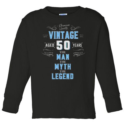 Vintage 50th Birthday For Him Aged 50 Years Old Toddler Long Sleeve Shirt