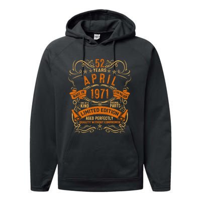 Vintage 52th Birthday April 1971 Birthday Performance Fleece Hoodie