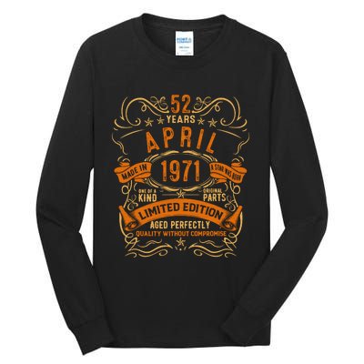 Vintage 52th Birthday April 1971 Birthday Tall Long Sleeve T-Shirt