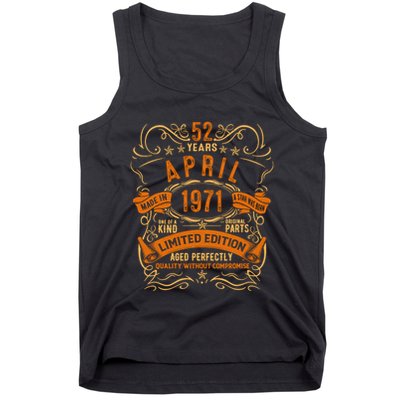 Vintage 52th Birthday April 1971 Birthday Tank Top