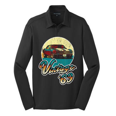 Vintage 50th Birthday 1969 Classic Muscle Car Gift Silk Touch Performance Long Sleeve Polo