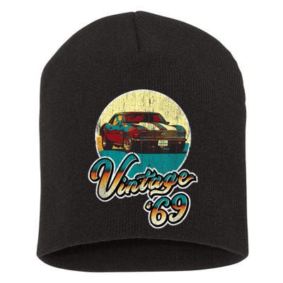 Vintage 50th Birthday 1969 Classic Muscle Car Gift Short Acrylic Beanie