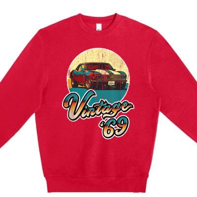 Vintage 50th Birthday 1969 Classic Muscle Car Gift Premium Crewneck Sweatshirt