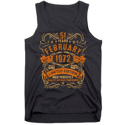 Vintage 51th Birthday February 1972 Birthday Tank Top