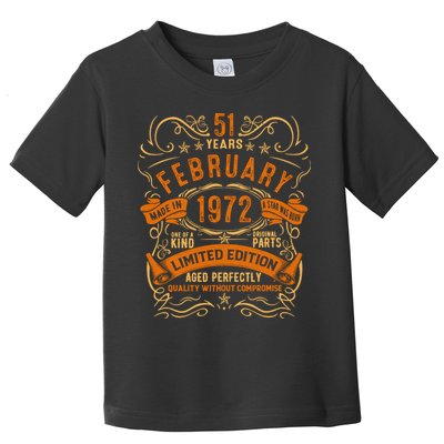 Vintage 51th Birthday February 1972 Birthday Toddler T-Shirt