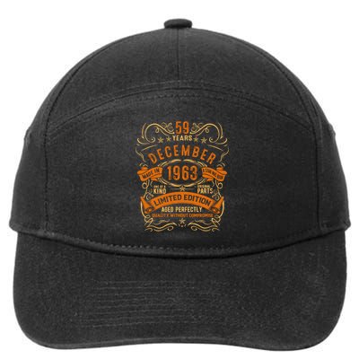 Vintage 59 Birthday December 1963 Birthday 7-Panel Snapback Hat