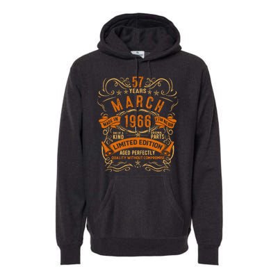 Vintage 57th Birthday March 1966 Birthday Premium Hoodie