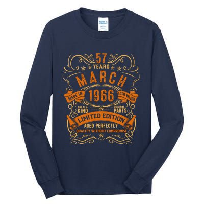 Vintage 57th Birthday March 1966 Birthday Tall Long Sleeve T-Shirt