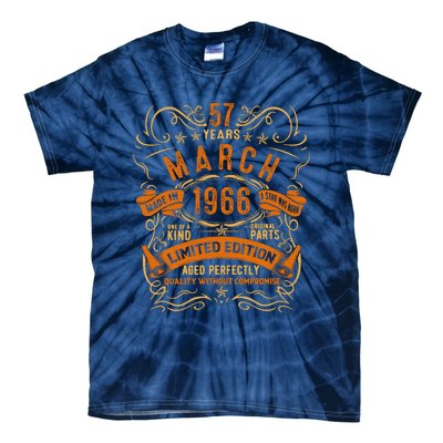 Vintage 57th Birthday March 1966 Birthday Tie-Dye T-Shirt