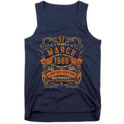 Vintage 57th Birthday March 1966 Birthday Tank Top