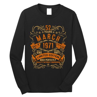 Vintage 52th Birthday March 1971 Birthday Long Sleeve Shirt