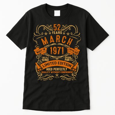 Vintage 52th Birthday March 1971 Birthday Tall T-Shirt