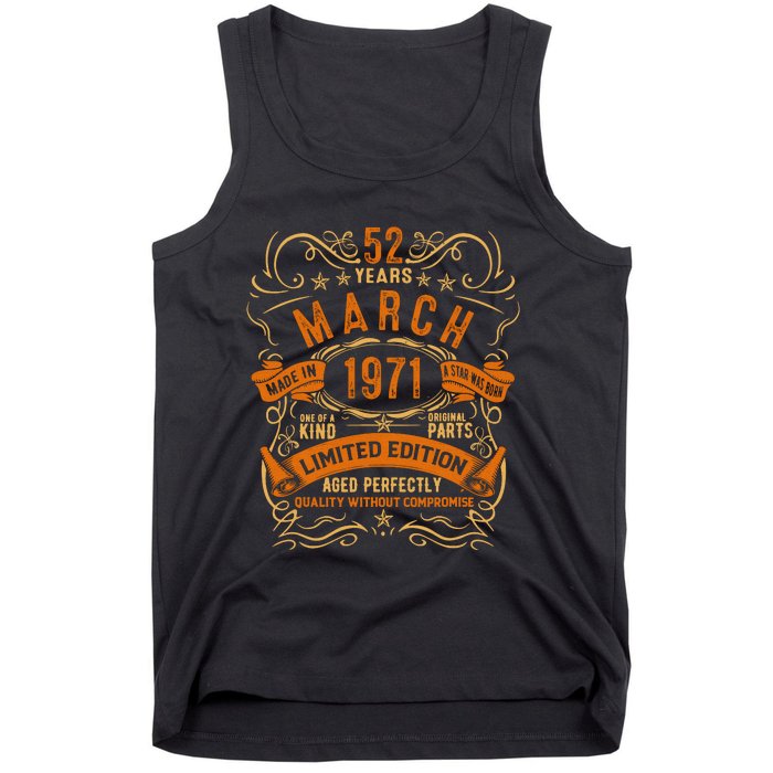 Vintage 52th Birthday March 1971 Birthday Tank Top