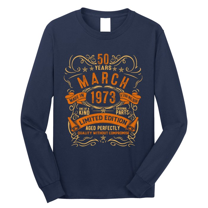 Vintage 50th Birthday March 1973 Birthday Long Sleeve Shirt