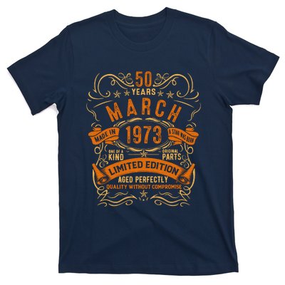 Vintage 50th Birthday March 1973 Birthday T-Shirt