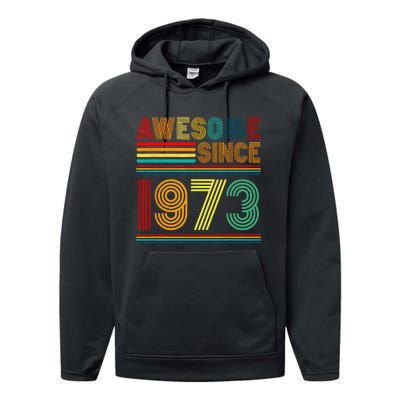 Vintage 50th Birthday Funny 50 Year Old July 1973 Retro Performance Fleece Hoodie