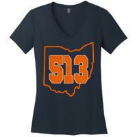 Vintage 513 Cincinnati Ohio Women's V-Neck T-Shirt