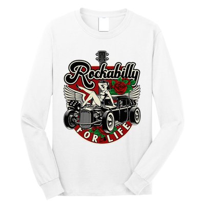 Vintage 50s Rnr Design Rockabilly For Life Long Sleeve Shirt