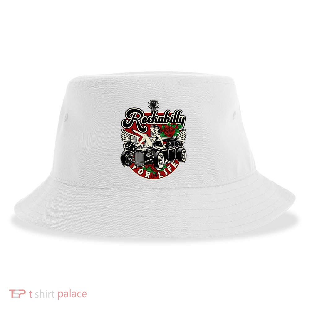 Vintage 50s Rnr Design Rockabilly For Life Sustainable Bucket Hat