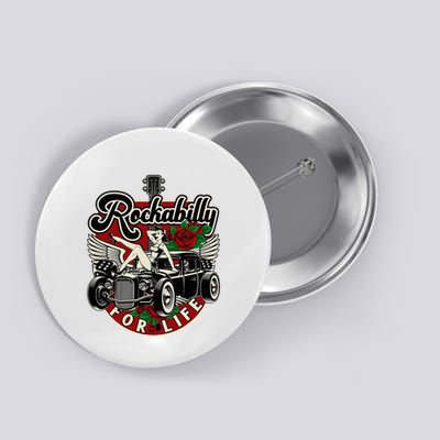 Vintage 50s Rnr Design Rockabilly For Life Button
