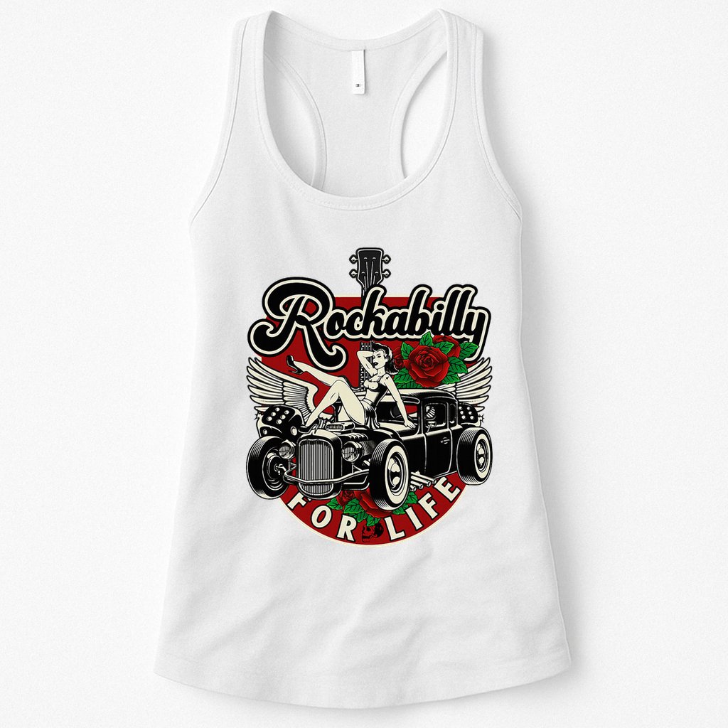 Vintage 50s Rnr Design Rockabilly For Life Womens Tank Top