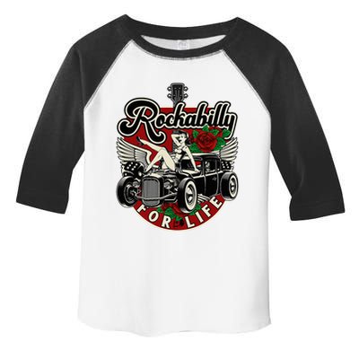 Vintage 50s Rnr Design Rockabilly For Life Toddler Fine Jersey T-Shirt