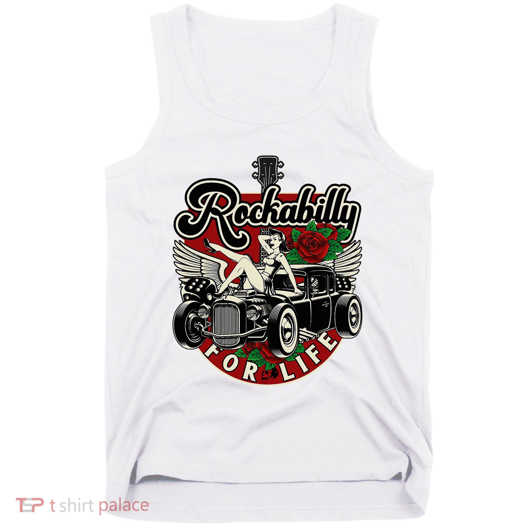 Vintage 50s Rnr Design Rockabilly For Life Tank Top