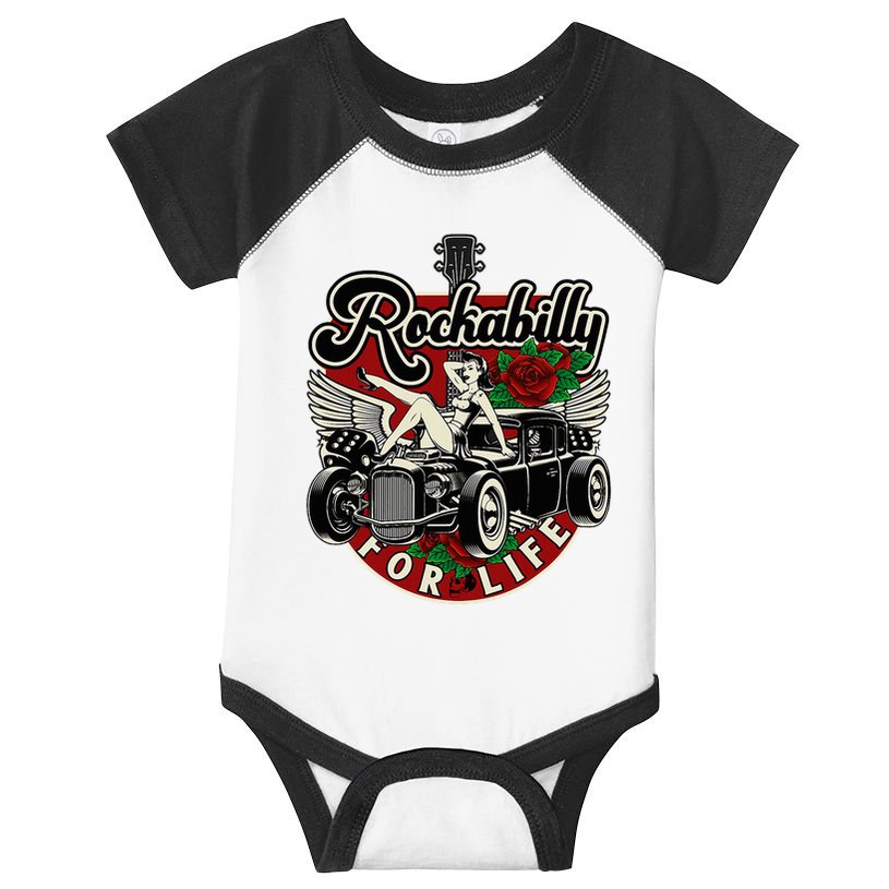 Vintage 50s Rnr Design Rockabilly For Life Infant Baby Jersey Bodysuit