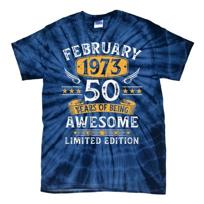 Vintage 50 Year Old Gift 50th Birthday For February 1973 Tie-Dye T-Shirt