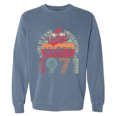 Vintage 52 Year Old March 1971 Limited Edition 52nd Birthday Garment-Dyed Sweatshirt