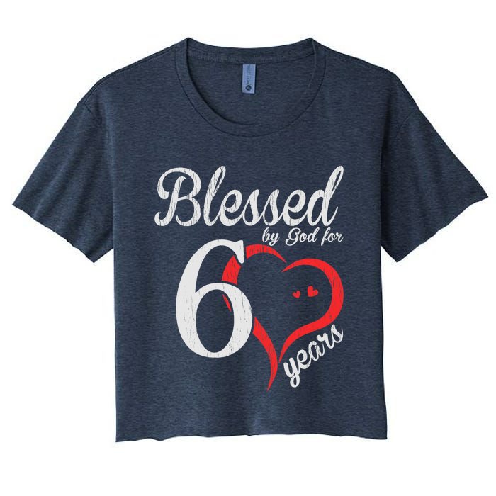 Vintage 60th Birthday Blessed By God, Happy Birthday Gift Women's Crop Top Tee