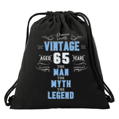  Vintage 65th birthday tshirt for him aged 65 years old tee Drawstring Bag