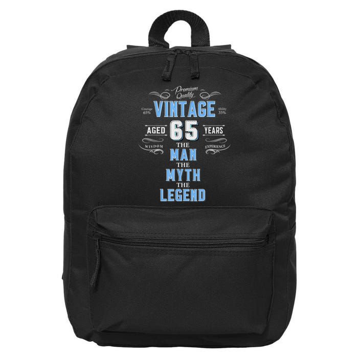  Vintage 65th birthday tshirt for him aged 65 years old tee 16 in Basic Backpack