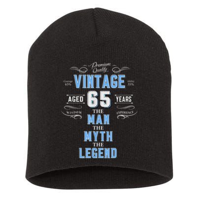  Vintage 65th birthday tshirt for him aged 65 years old tee Short Acrylic Beanie