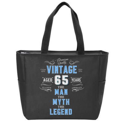  Vintage 65th birthday tshirt for him aged 65 years old tee Zip Tote Bag