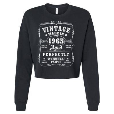 Vintage 60 Birthday Decorations 60yr 1965 60th Birthday Cropped Pullover Crew