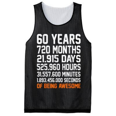 Vintage 60th Birthday Gifts 60 Years Old Anniversary Awesome Mesh Reversible Basketball Jersey Tank