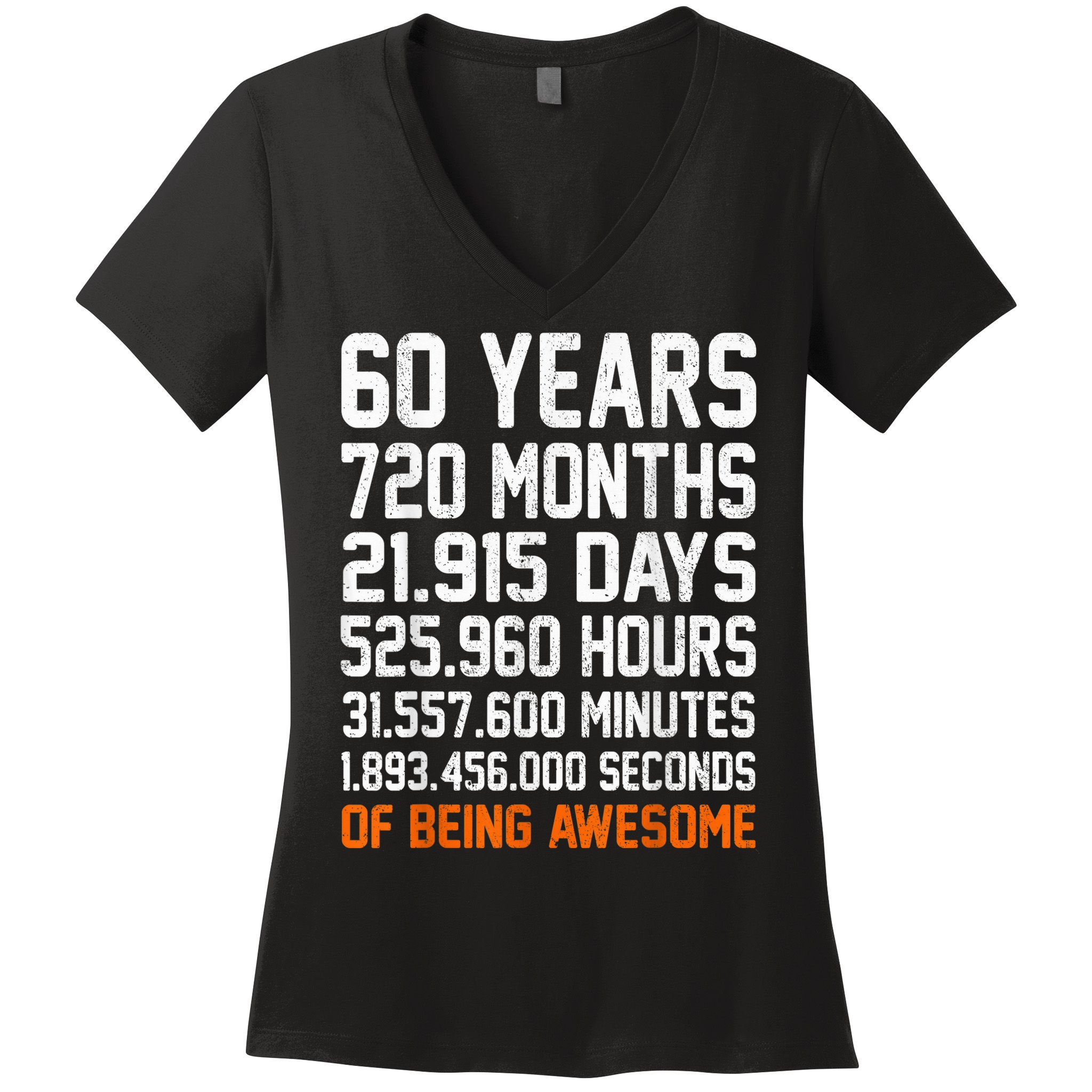 Vintage 60th Birthday Gifts 60 Years Old Anniversary Awesome Women's V-Neck T-Shirt
