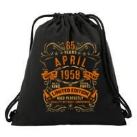 Vintage 65th Birthday April 1958 Birthday Drawstring Bag